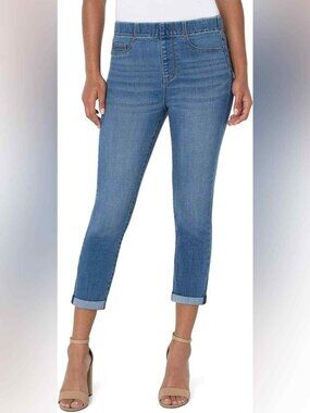 Liverpool Stillwell The Skinny Crop Jeans Ladies 6/28 Rare Slimming Denim Luxury